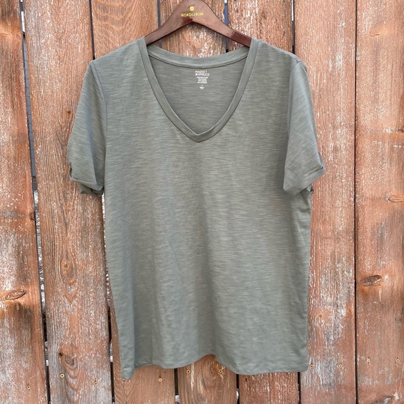 MARKET SPRUCE Women’s Green V Neck T Shirt Size Large - Picture 1 of 10